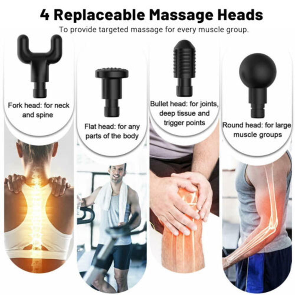 Massage Gun Deep Tissue Percussion Muscle Massager with 4 Massage Heads, Powerful Handheld Massager for Athlete