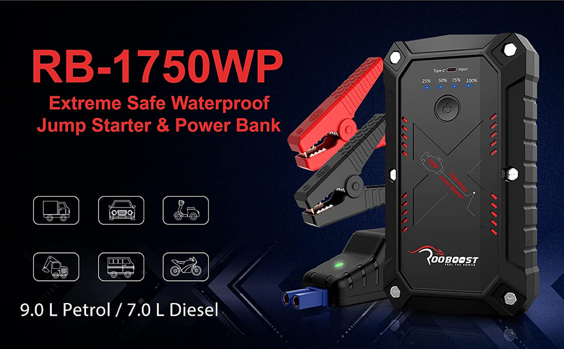 Waterproof Extreme Safe Car Jump Starter and Portable Power Bank RB-1750WP
